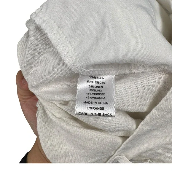 Love Tree Women Linen Blend Pleated High Waist Shorts White Cream Large L 580 - Picture 8 of 8